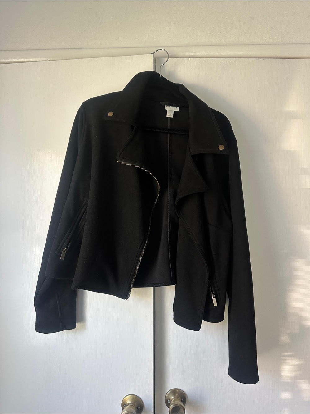 Ava & Viv Black Asymmetric Zip Bomber Jacket